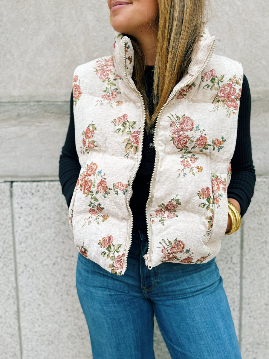 Floral Puffer Vest