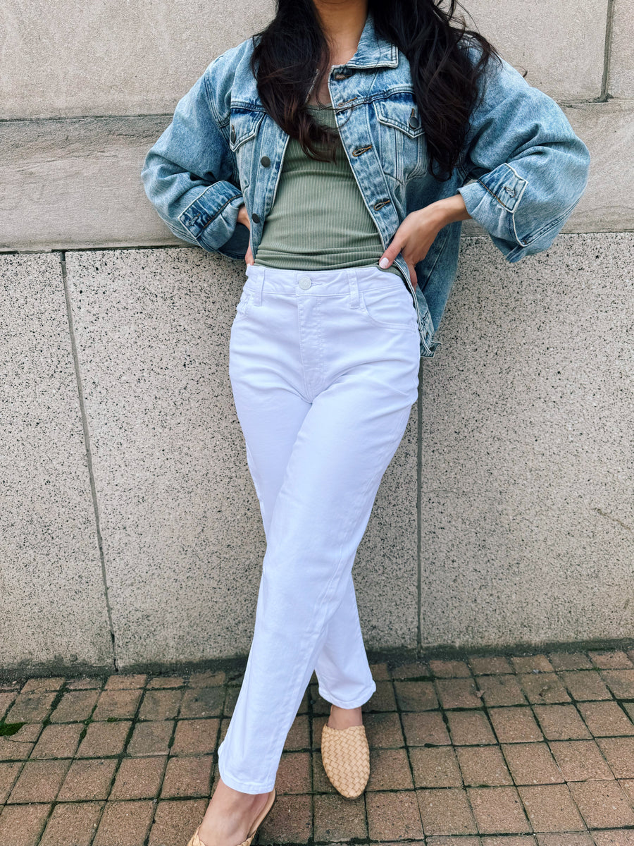 Ashley High Rise Slouchy Barrel: Optic White
