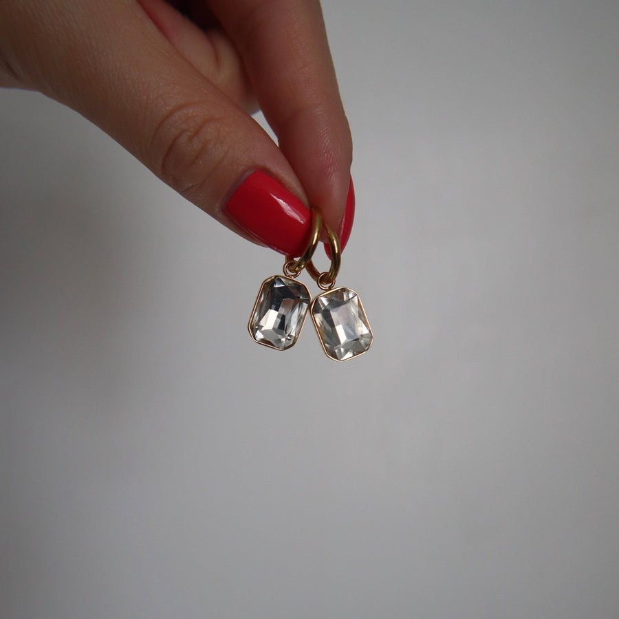 Naomi Hoops - White | Zircon Drop Hoops