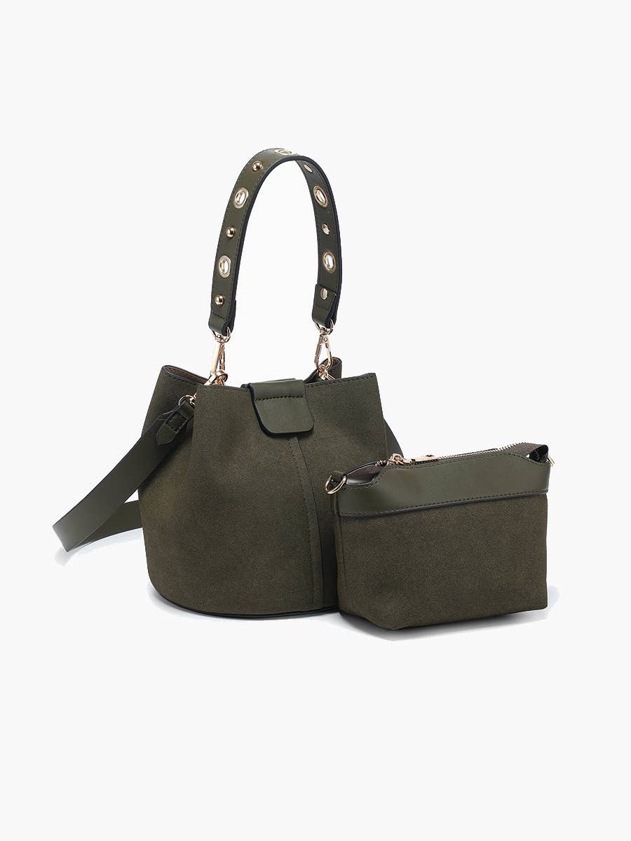 Farrah Suede Bucket Bag w/ Top Handle & Inner Bag