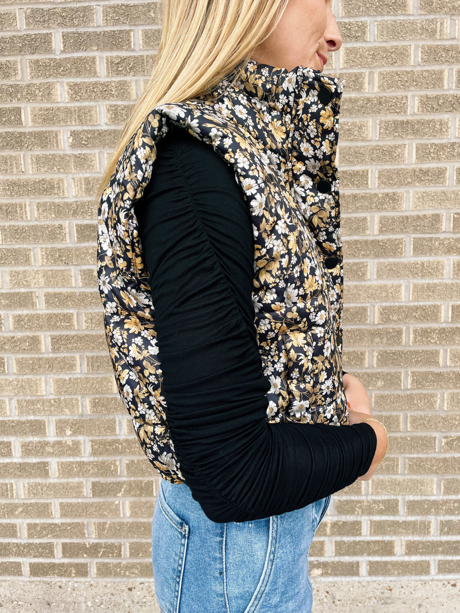 Floral Crop Puffer Vest