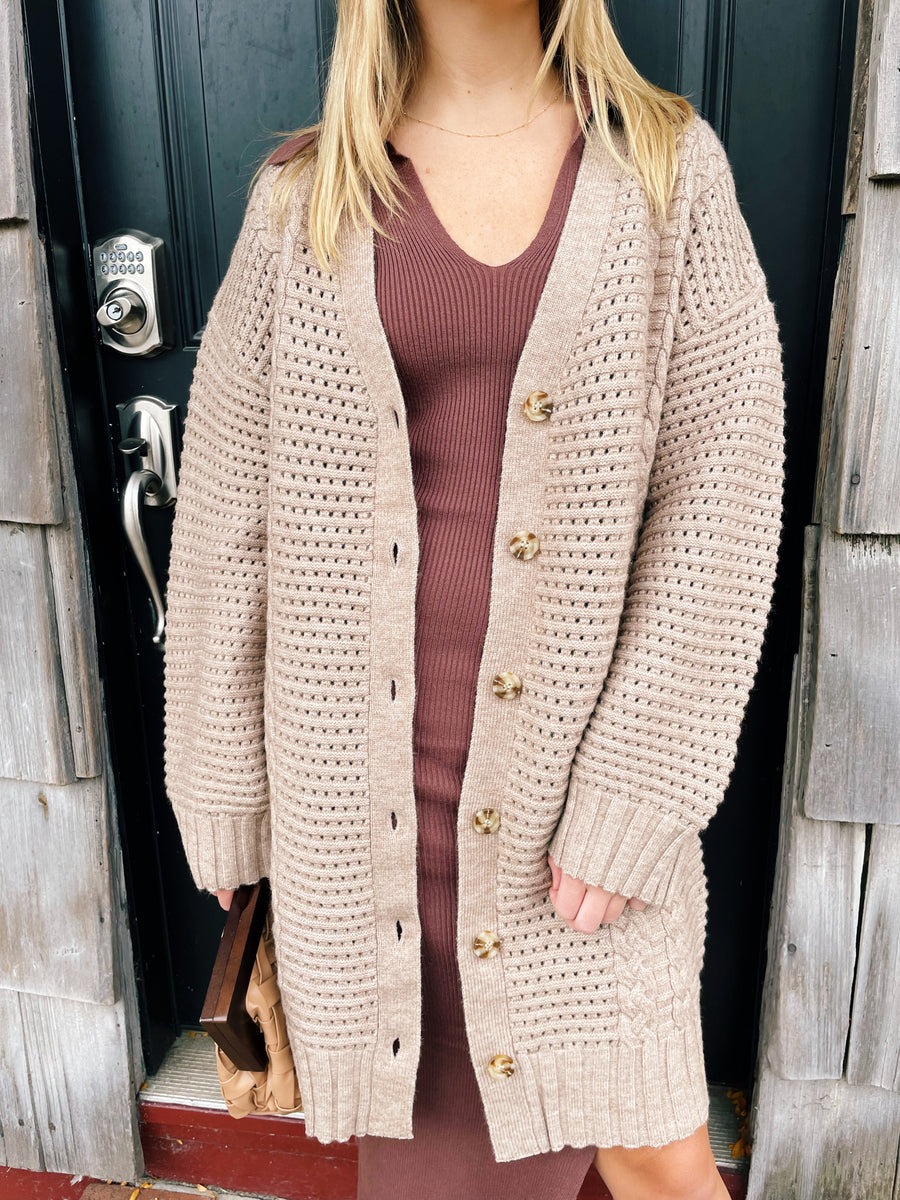 Latte Cableknit Cardigan