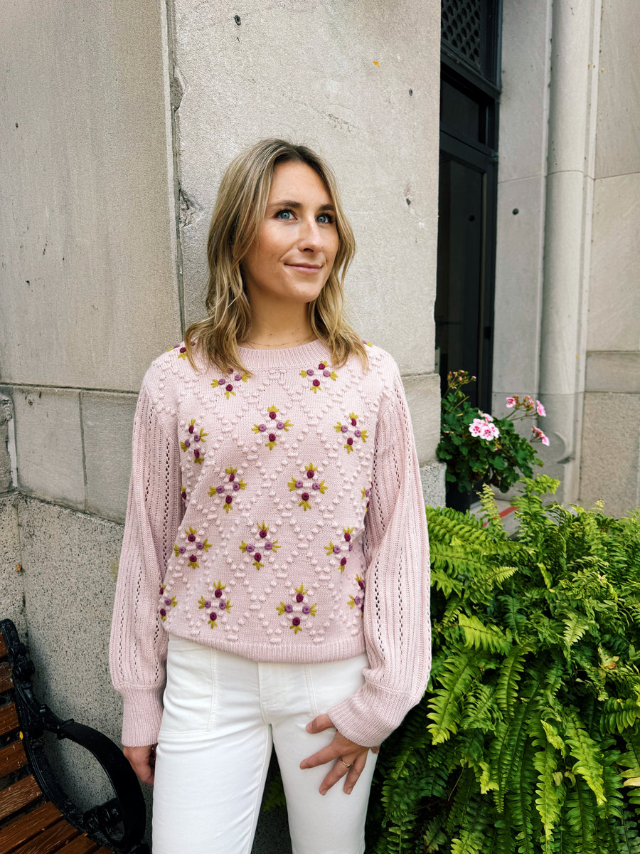Floral Puff Sleeve Sweater