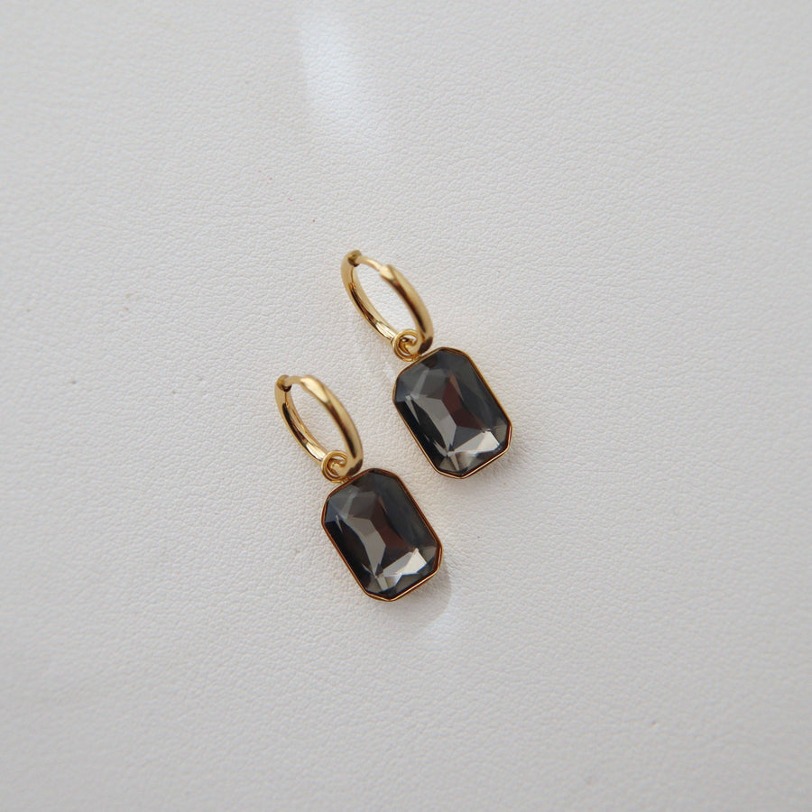Naomi Hoops - Gray | Zircon Drop Hoops