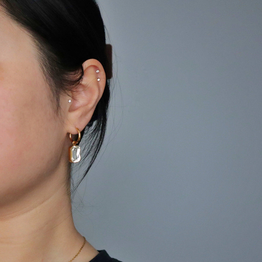Naomi Hoops - White | Zircon Drop Hoops
