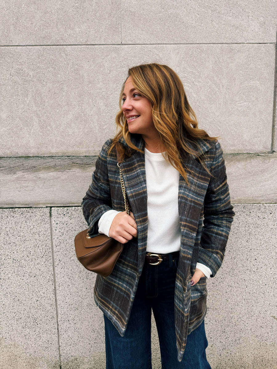 Plaid Long Line Coat