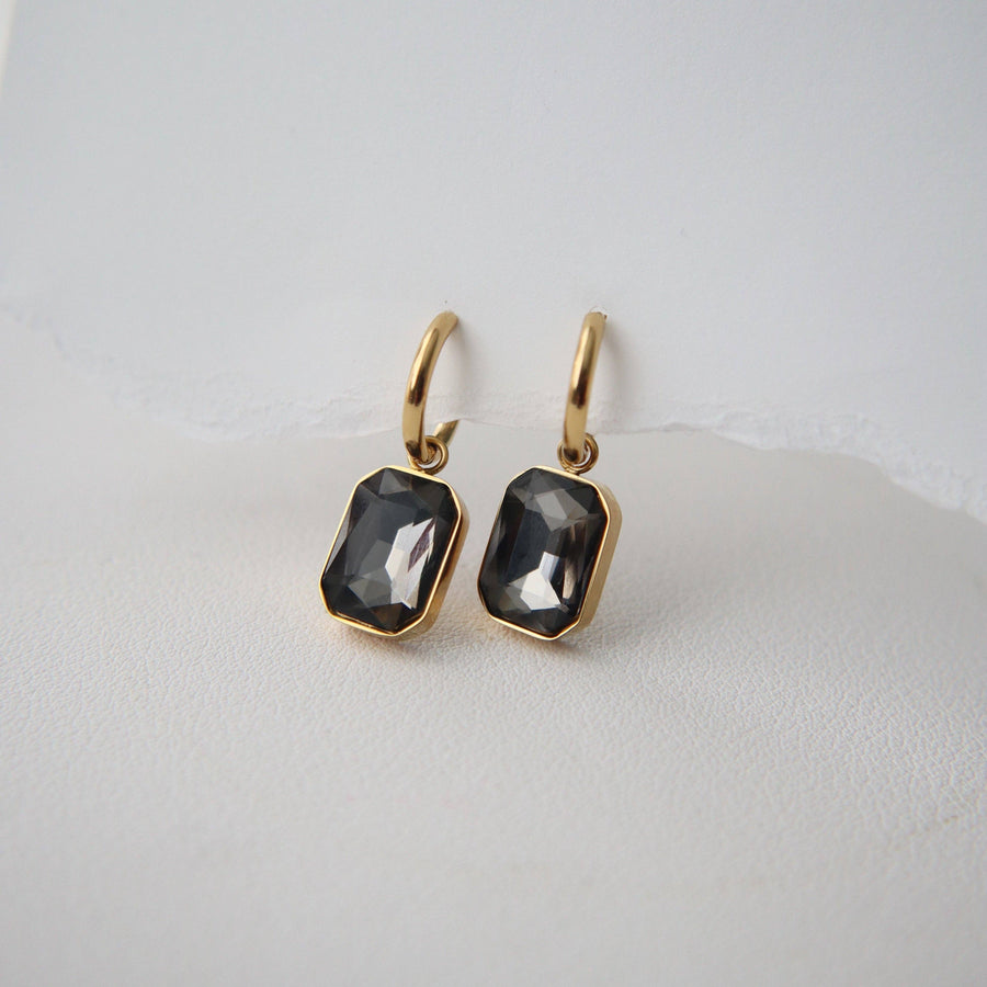Naomi Hoops - Gray | Zircon Drop Hoops