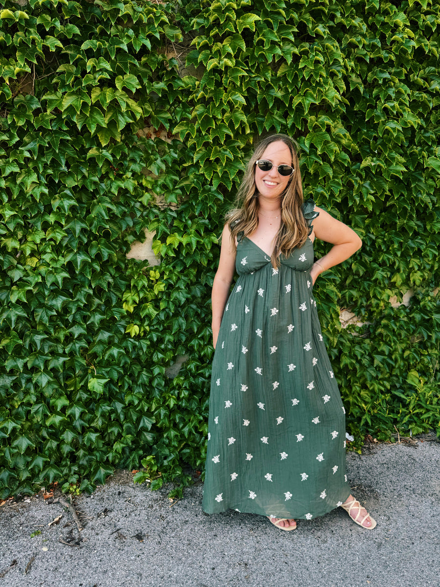Floral Embroidered Midi Dress