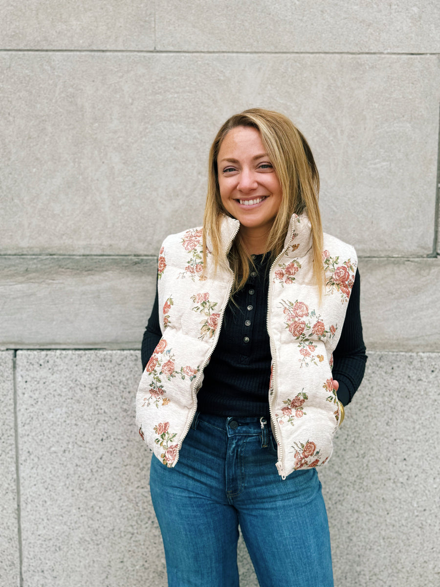 Floral Puffer Vest