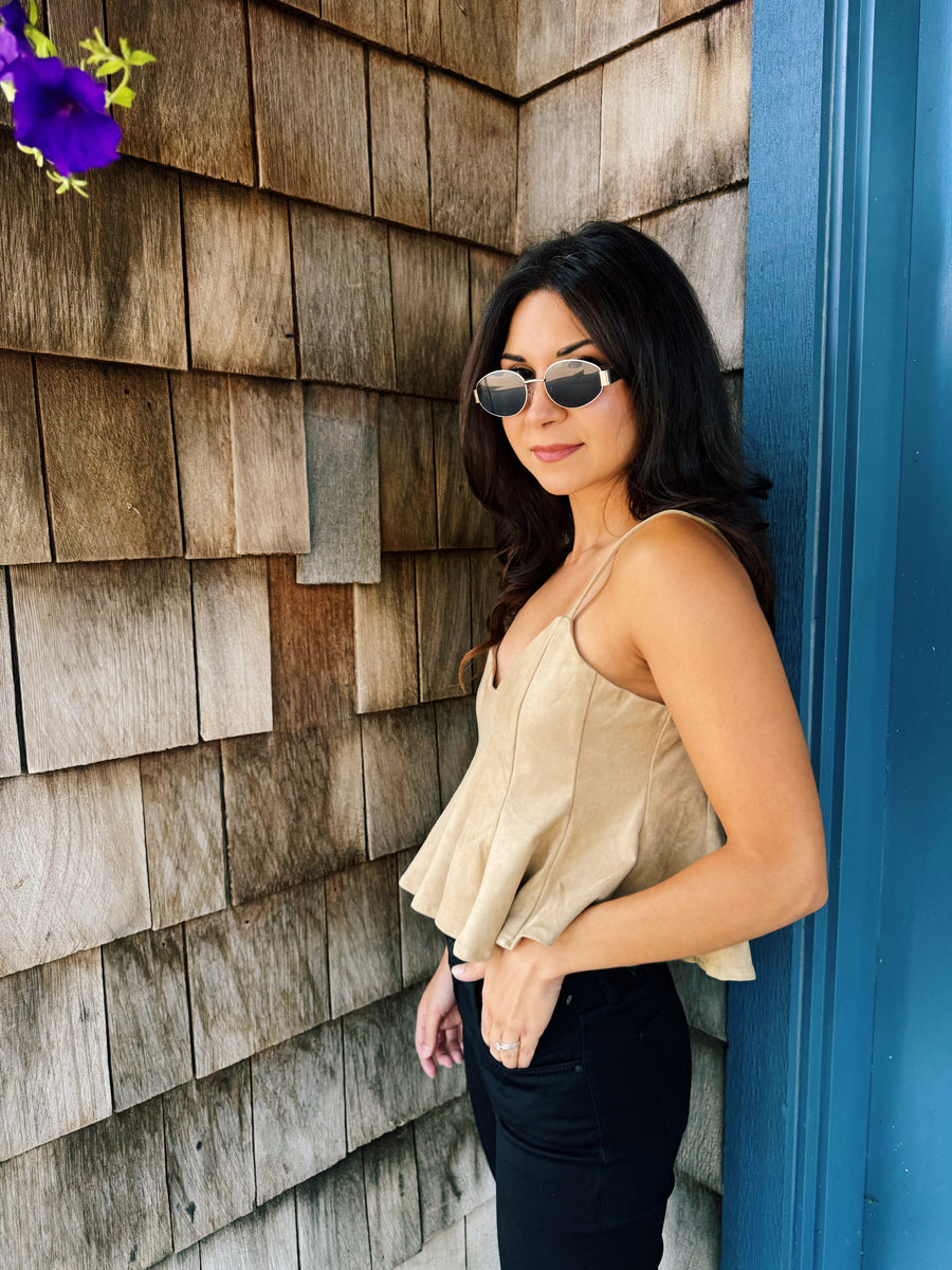 Suede Peplum Tank