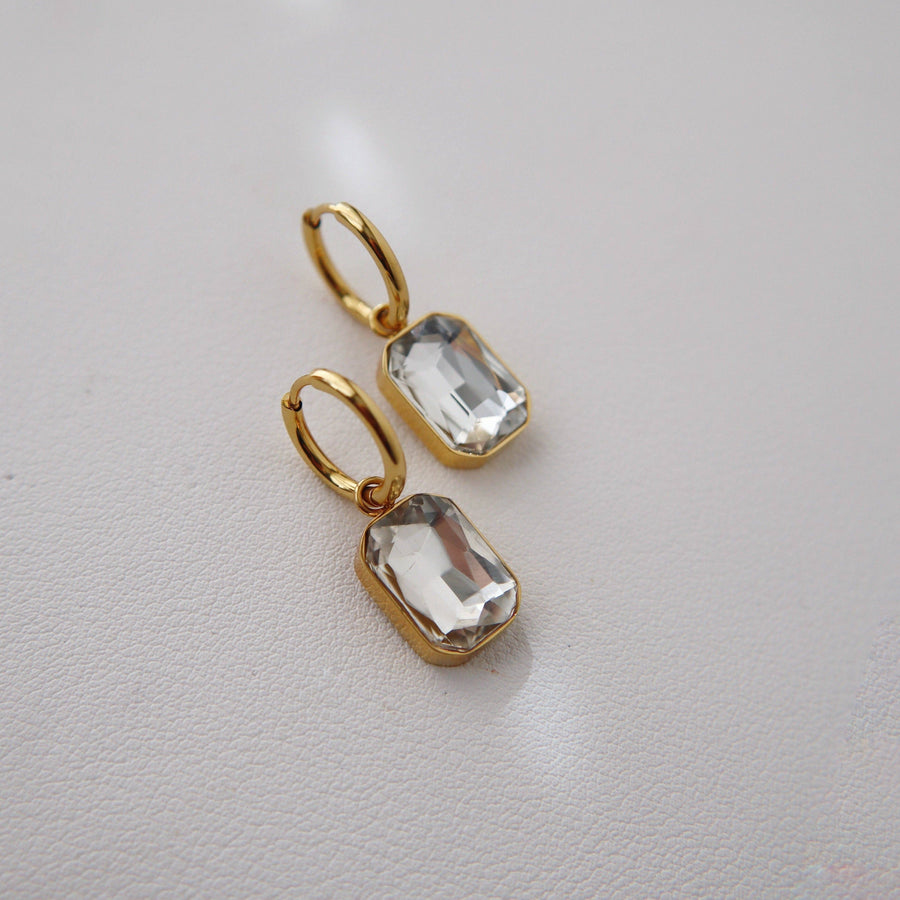 Naomi Hoops - White | Zircon Drop Hoops