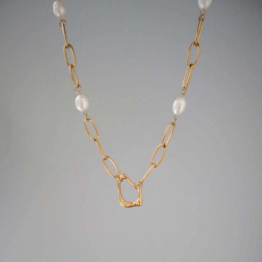 Ayla Pearl Paperclip Necklace | Pearl Accent Necklace