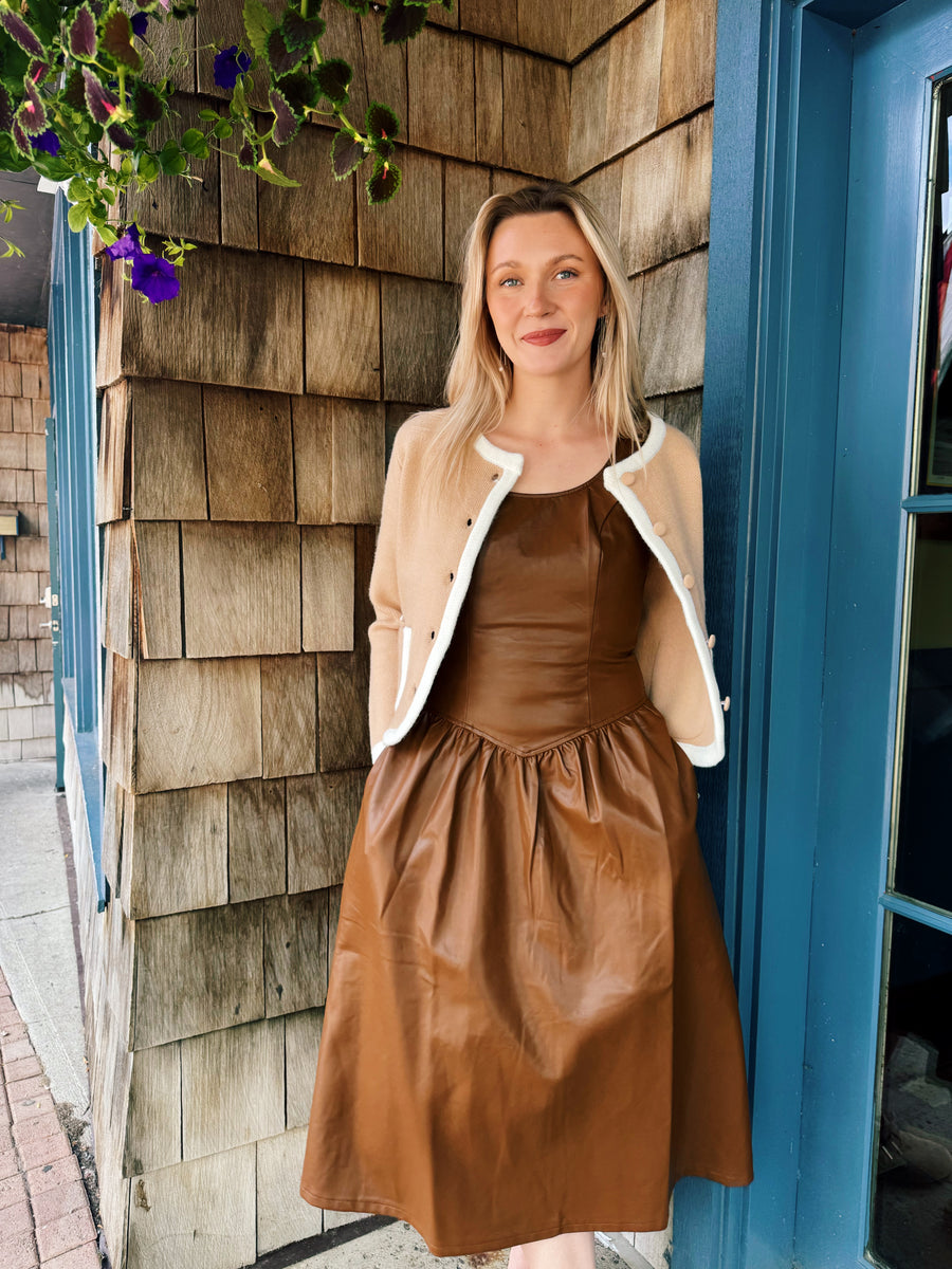 Faux Leather Midi Dress