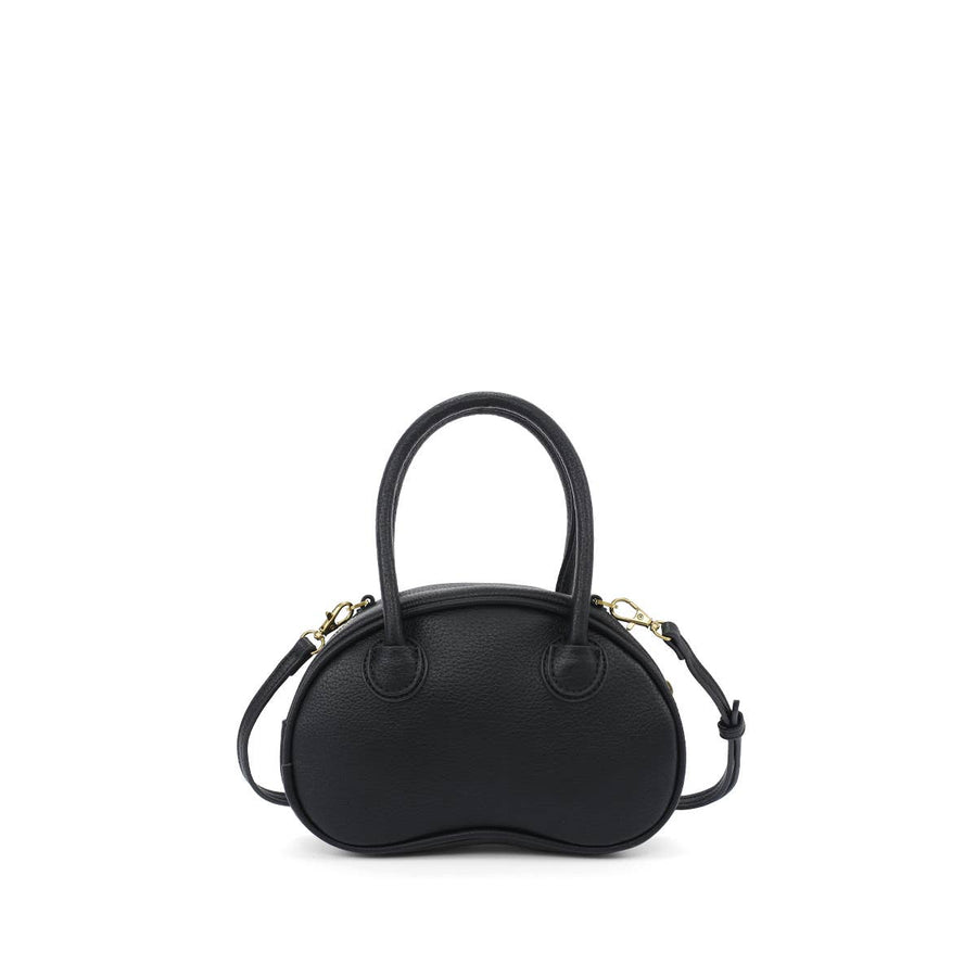 Bean Crossbody- Recycled Vegan Bag: Black Pebbled
