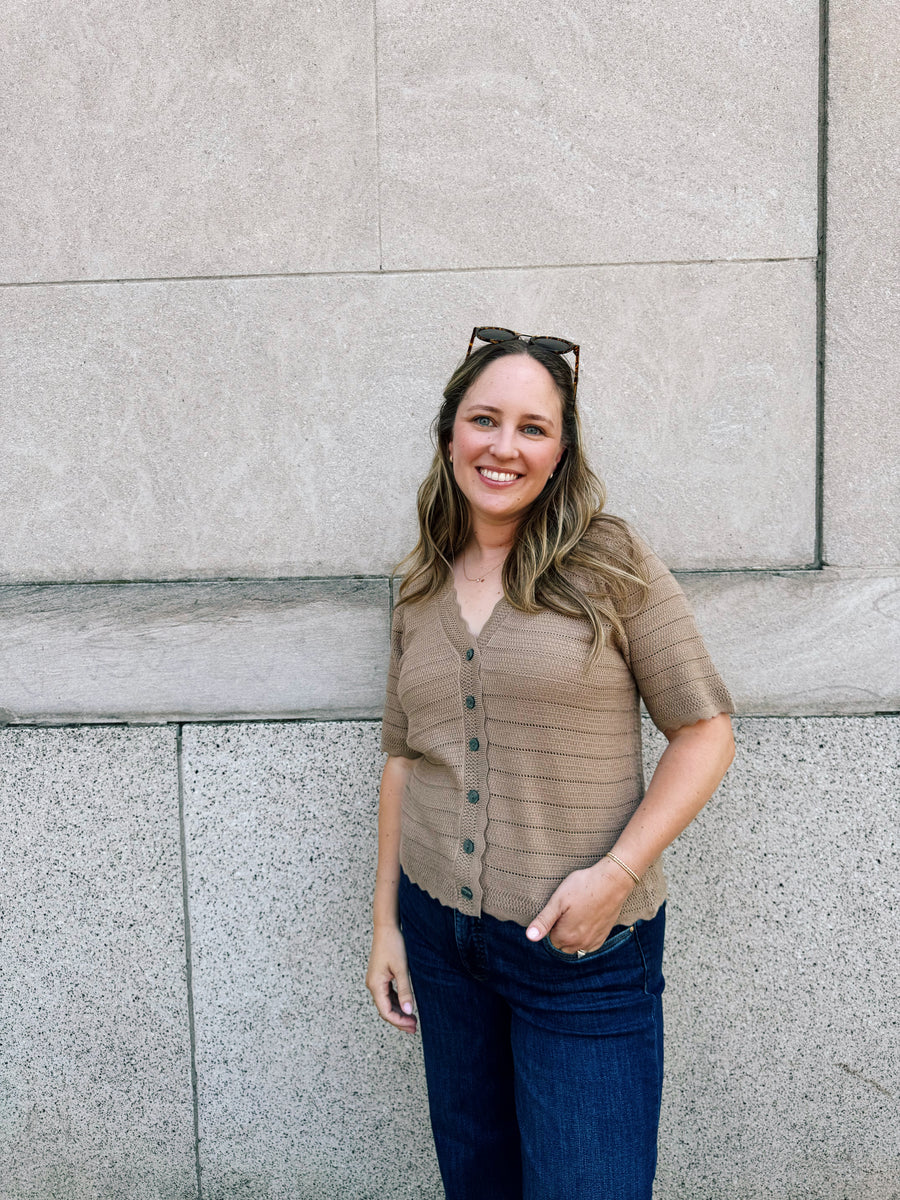 Scalloped Button Up Sweater