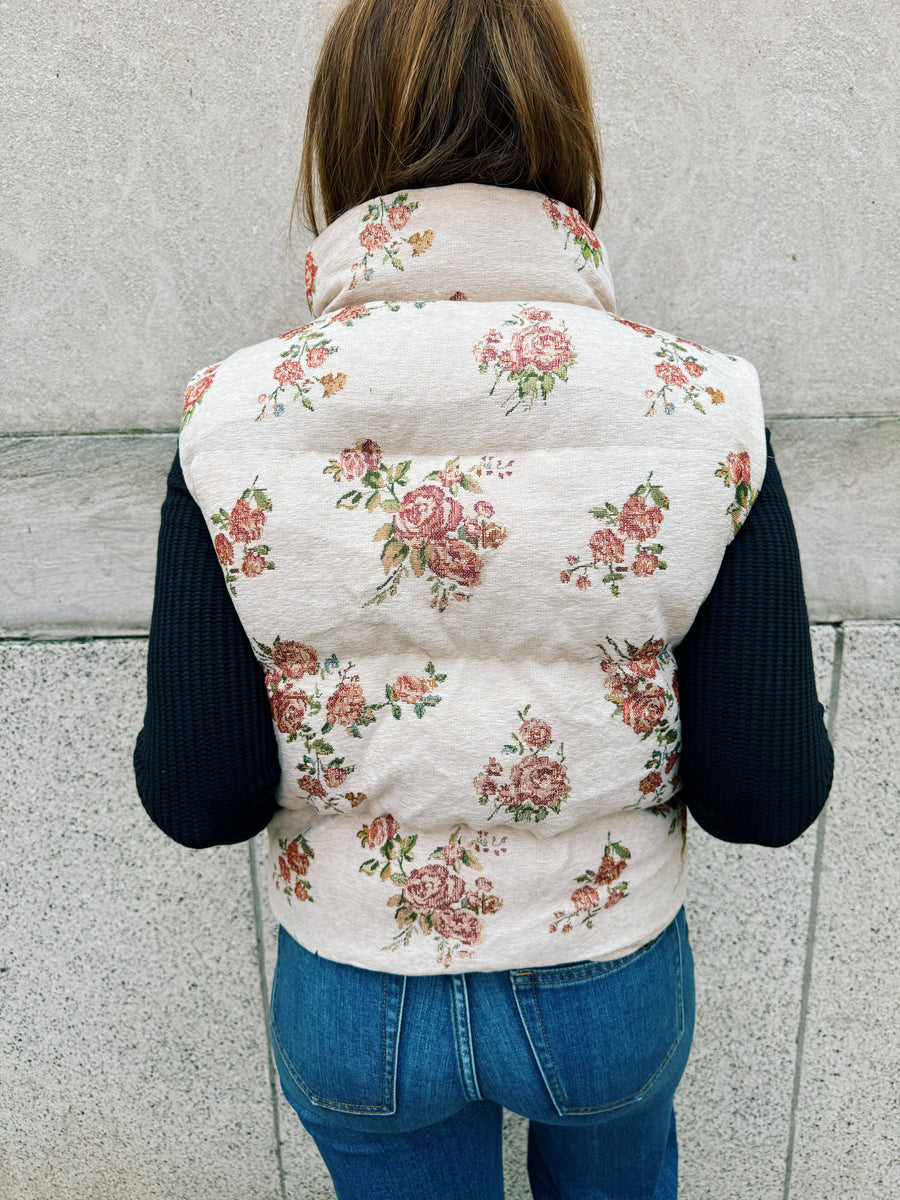 Floral Puffer Vest