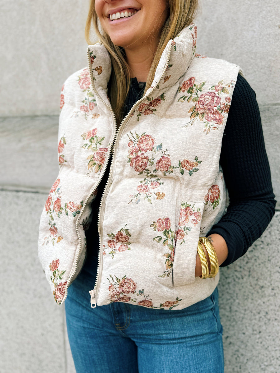 Floral Puffer Vest