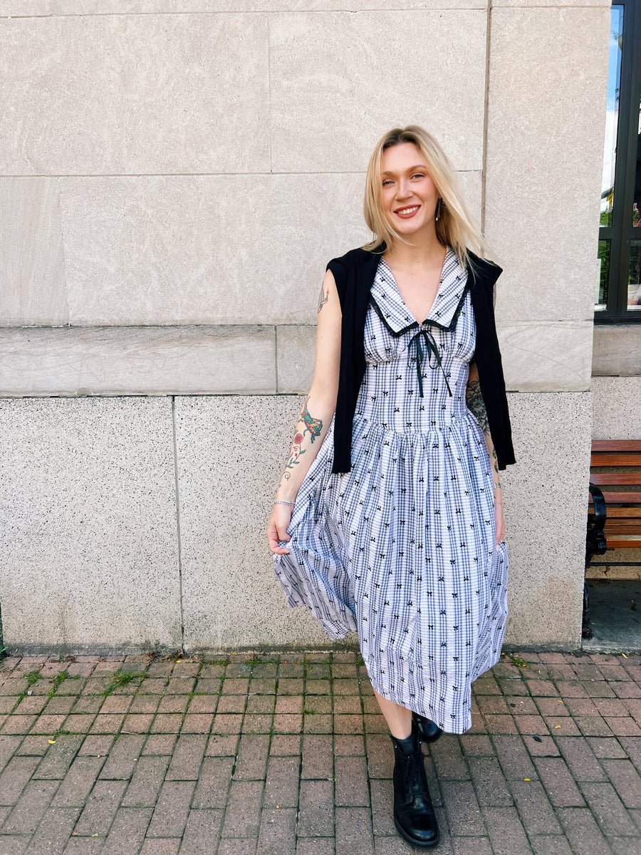 Arbor Checkered Midi Dress