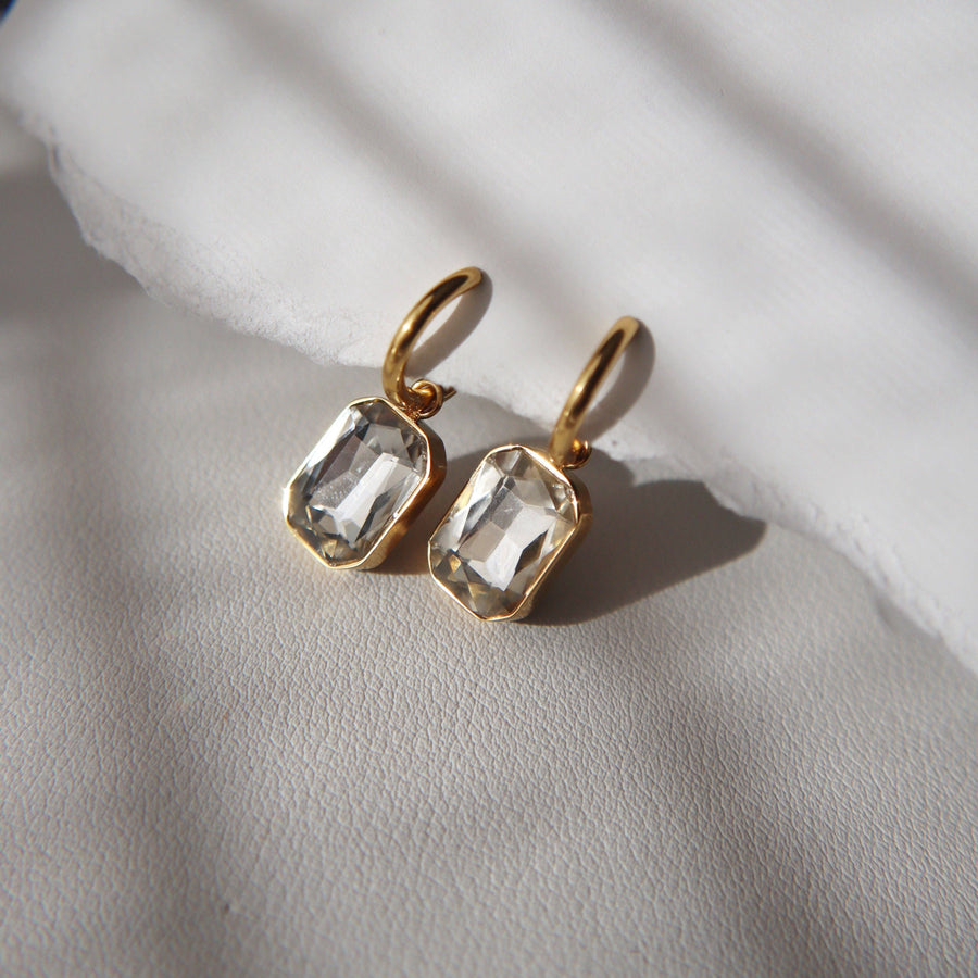 Naomi Hoops - White | Zircon Drop Hoops