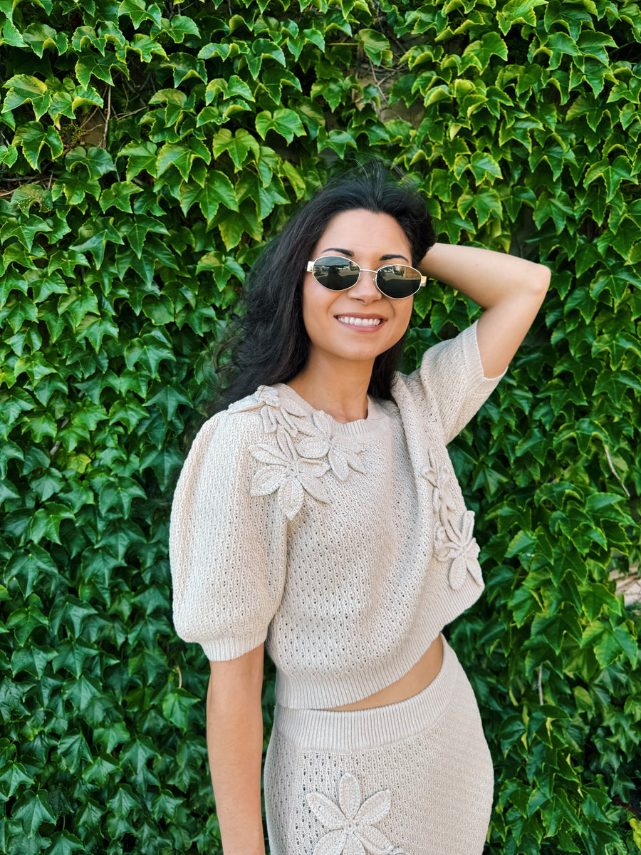 3D Floral Sweater Tee