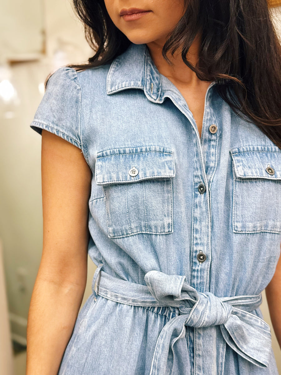 Denim Tiered Maxi Dress
