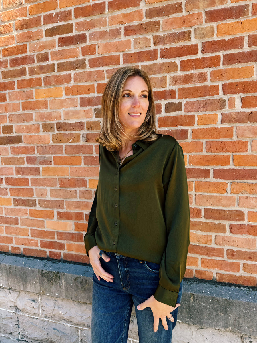 Adelynn Silk Blouse: Olive