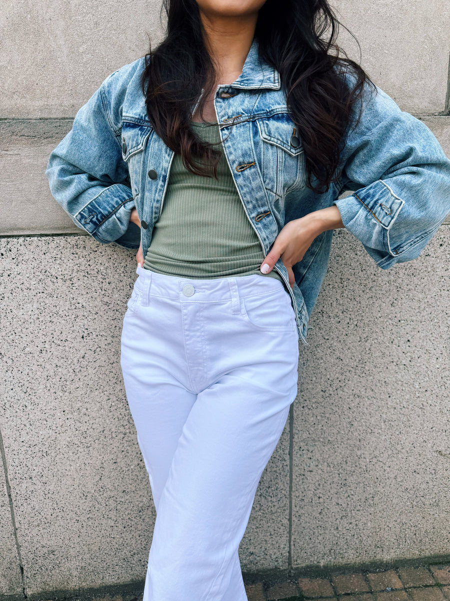 Ashley High Rise Slouchy Barrel: Optic White