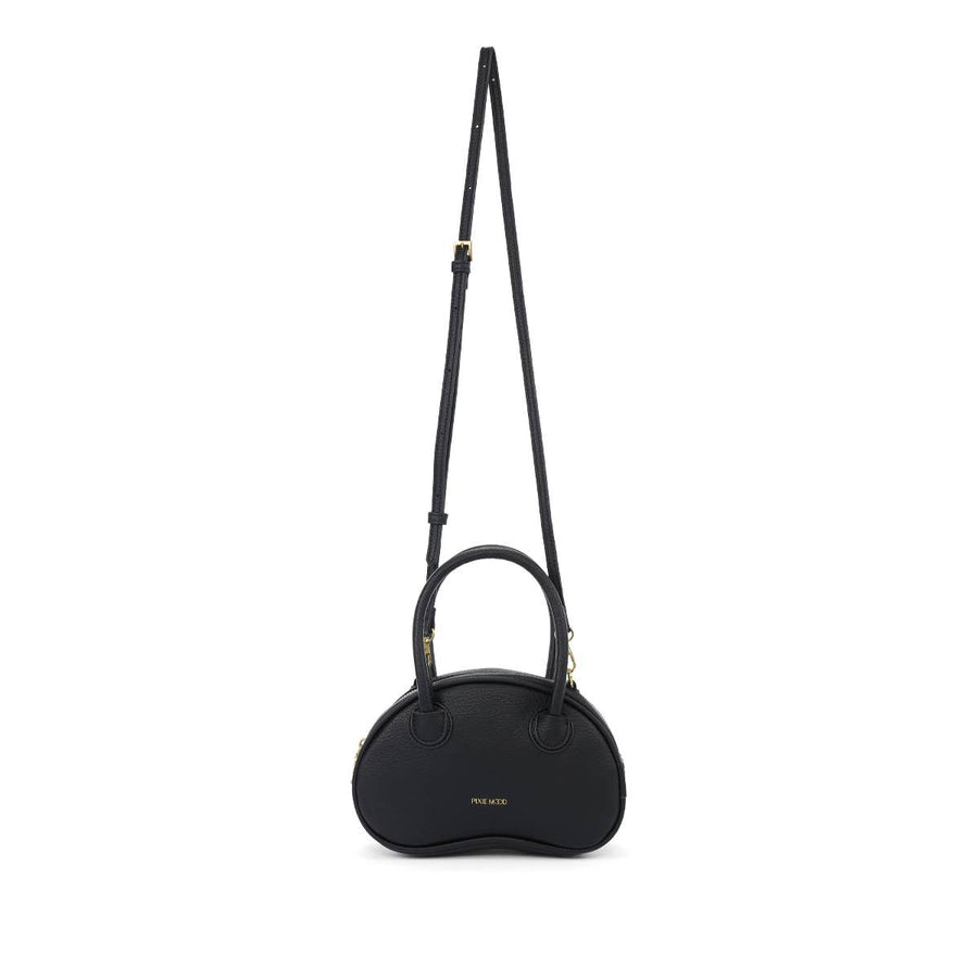Bean Crossbody- Recycled Vegan Bag: Black Pebbled