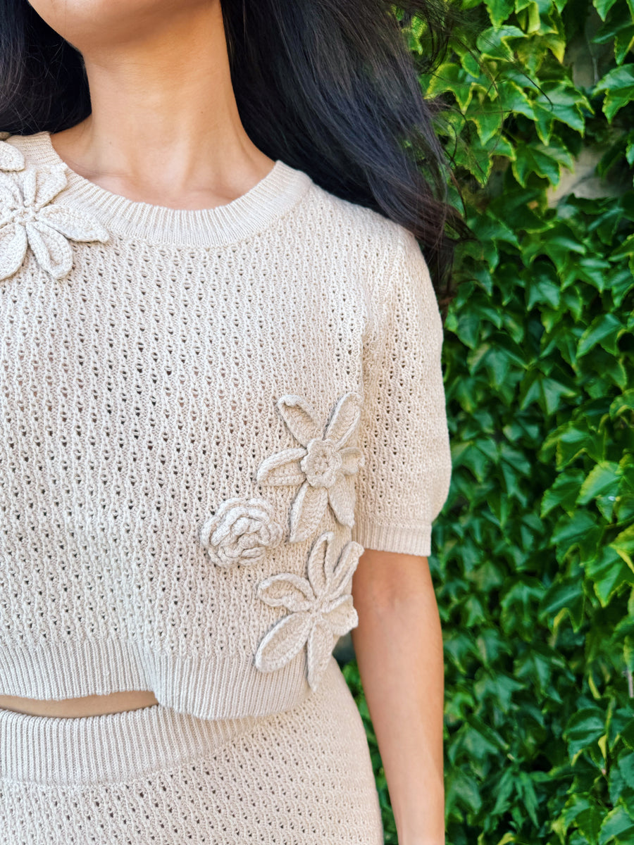 3D Floral Sweater Tee