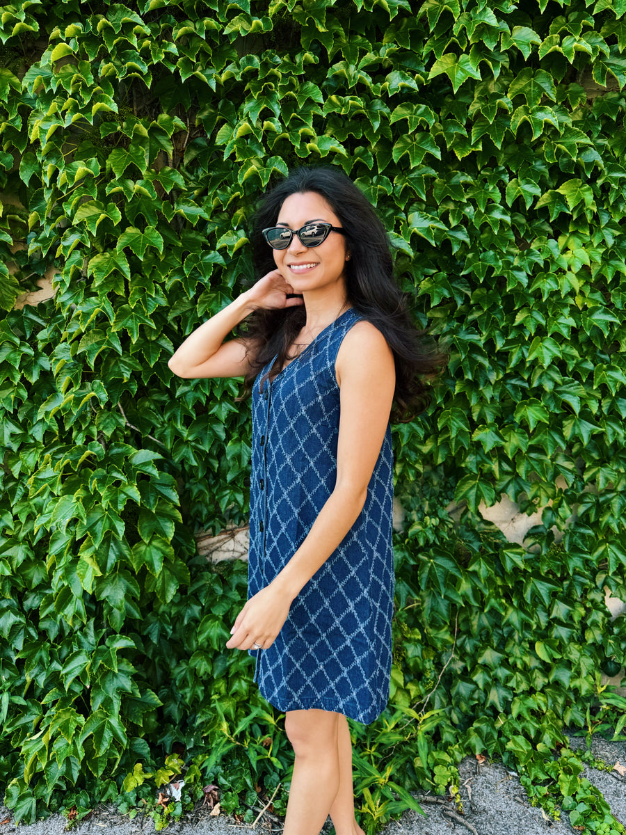Textured Denim Mini Dress