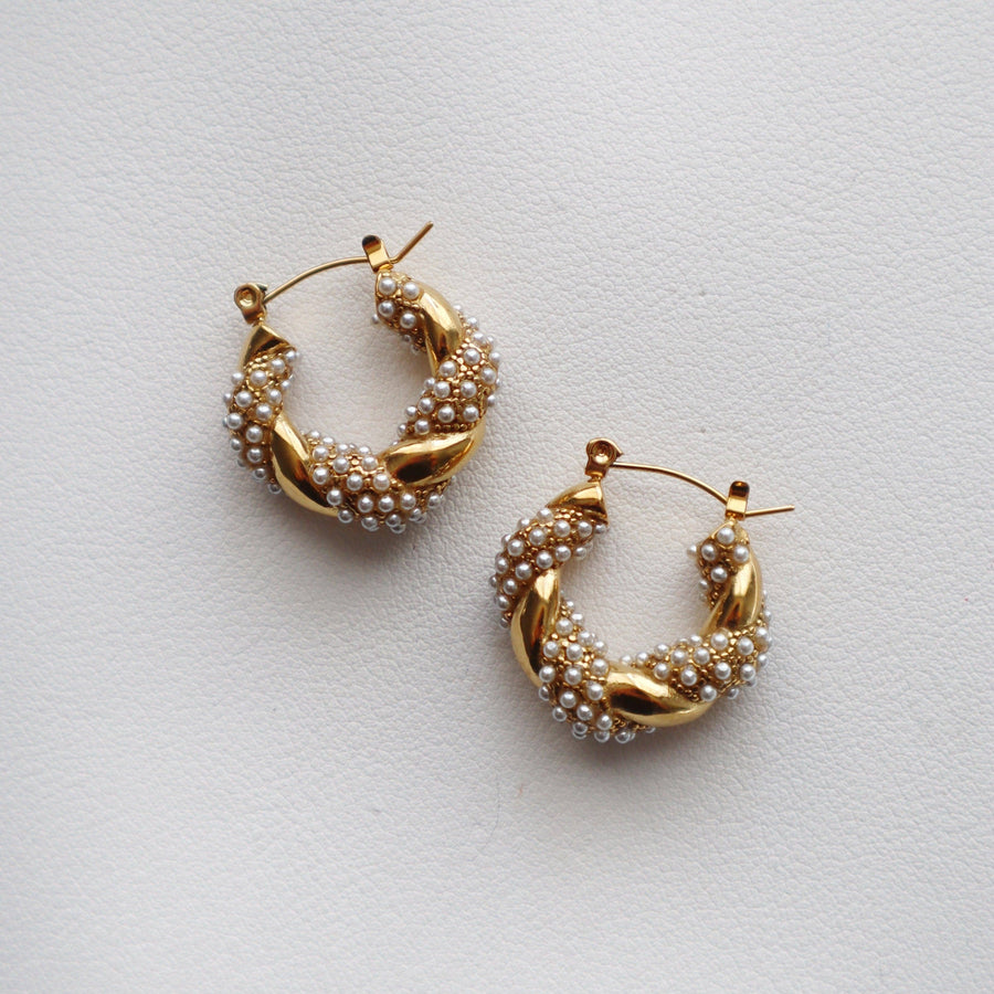 Nolita Hoops | Pearl Gold Twisted Hoops