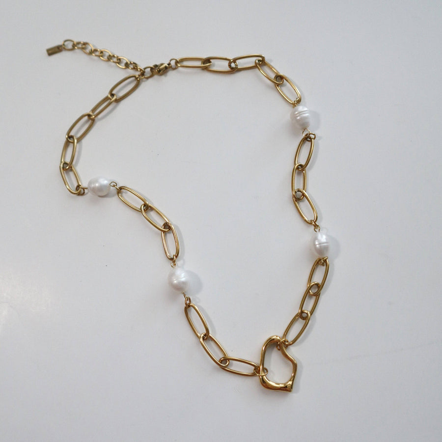 Ayla Pearl Paperclip Necklace | Pearl Accent Necklace