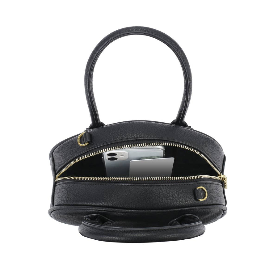 Bean Crossbody- Recycled Vegan Bag: Black Pebbled
