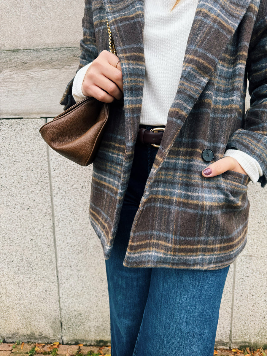 Plaid Long Line Coat