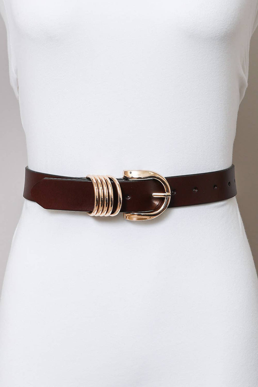 Four Accent Ring Gold Buckle Belt