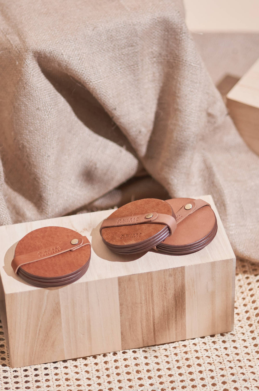 Leather Coasters (Set of 4)- Wild Oak Soft Grain Leather