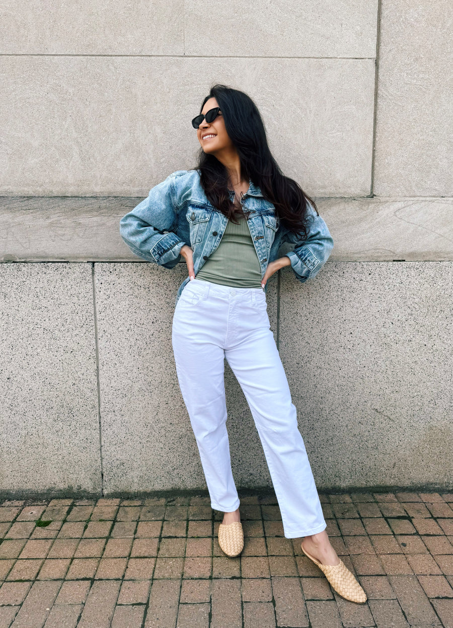Ashley High Rise Slouchy Barrel: Optic White