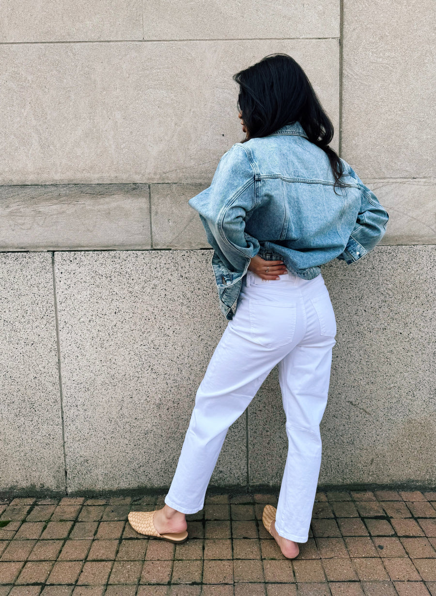 Ashley High Rise Slouchy Barrel: Optic White