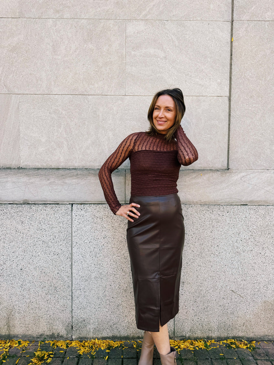 Calliope Faux Leather Midi Skirt