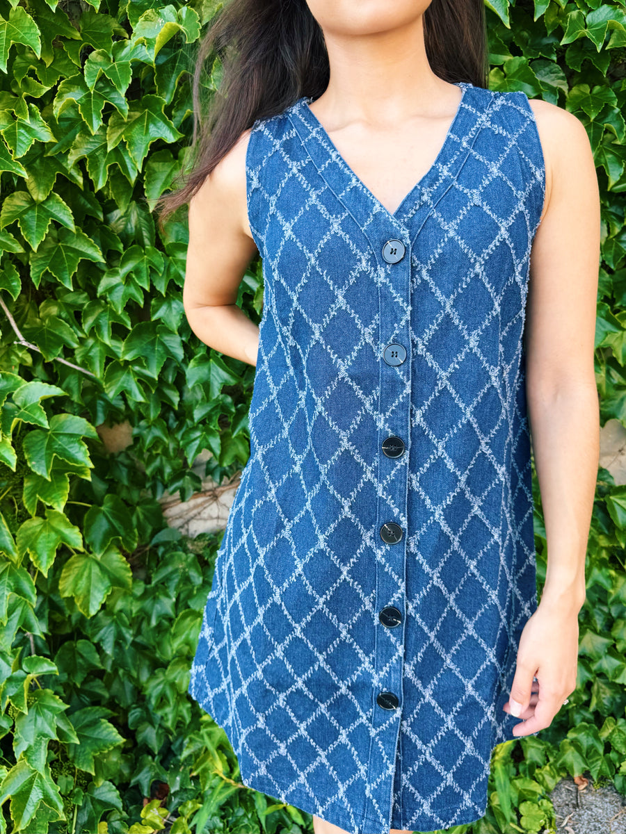 Textured Denim Mini Dress