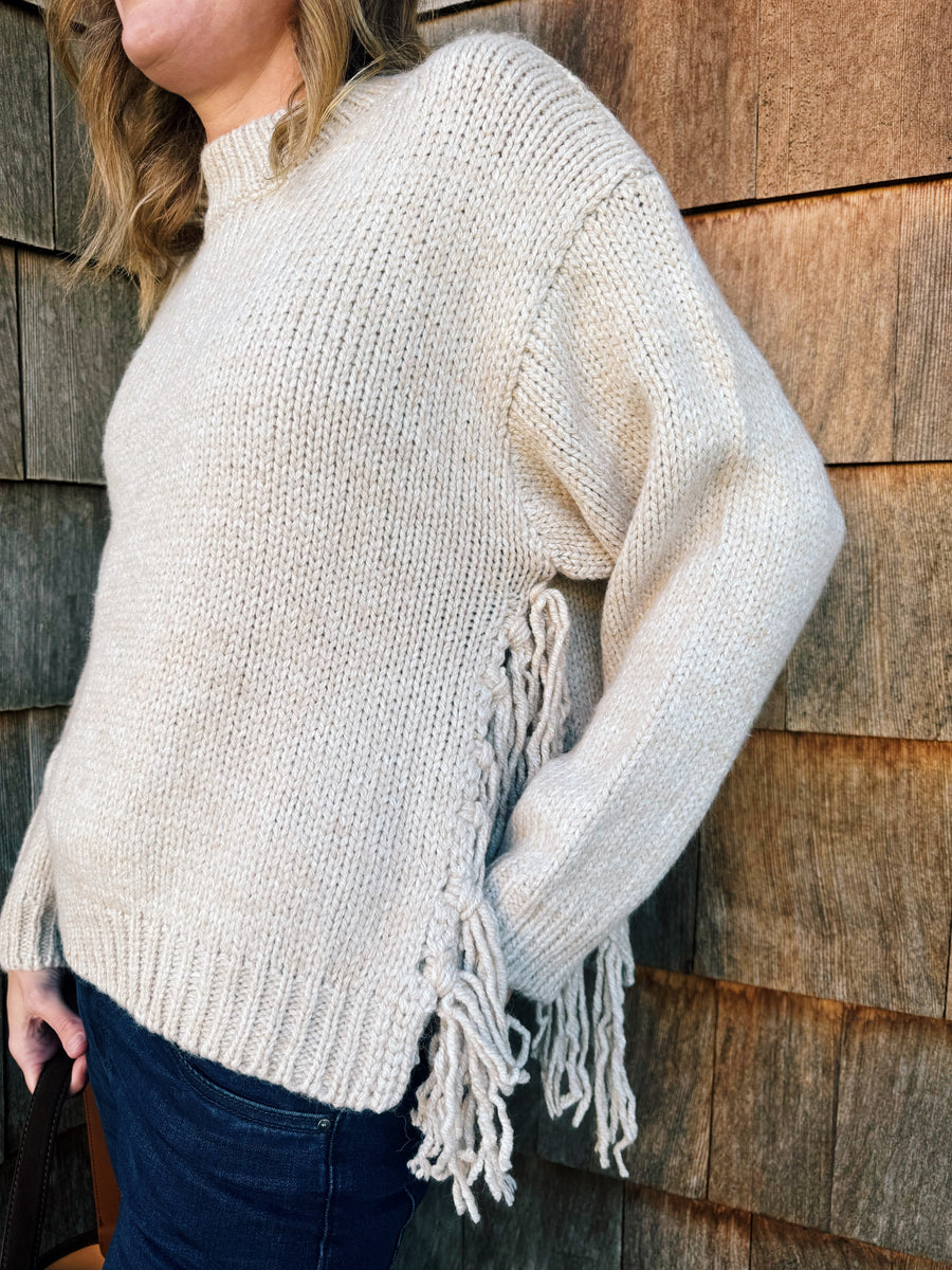 Fringe On The Side Sweater Top