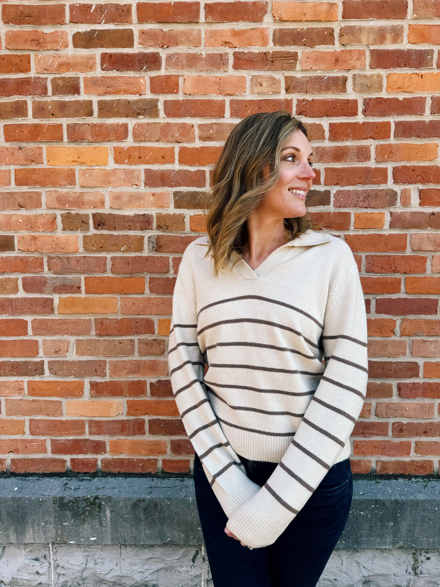 Penny Striped Polo Sweater