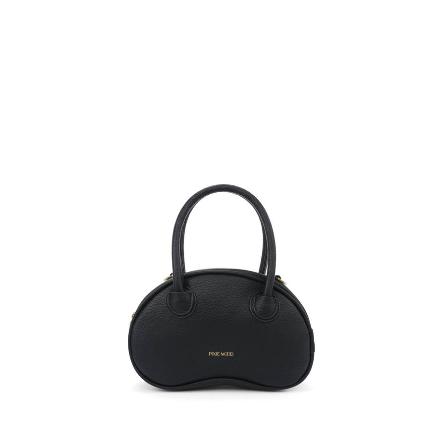 Bean Crossbody- Recycled Vegan Bag: Black Pebbled