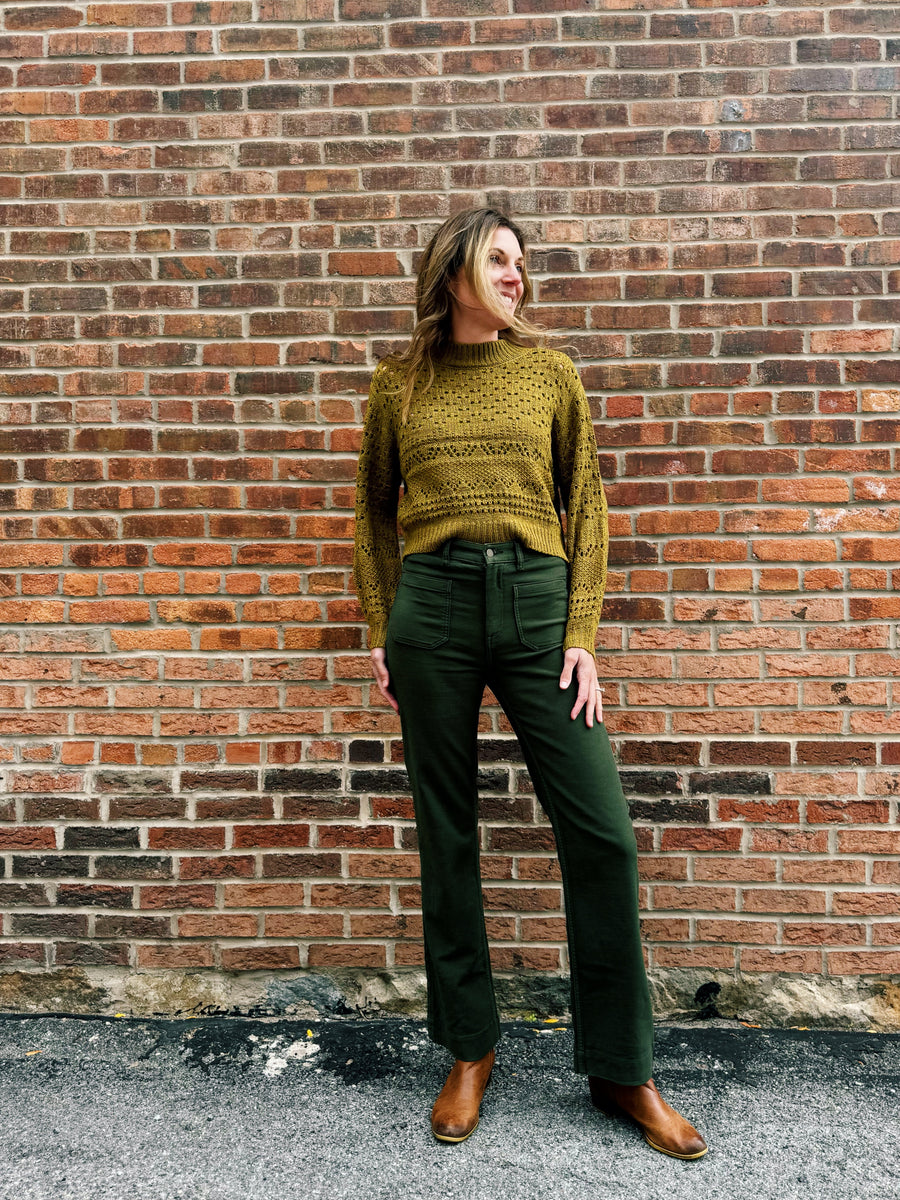 Stretch Terry Patch Pocket Pant: Forest Olive