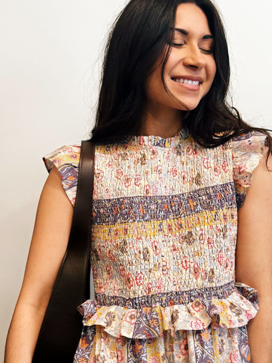 Paisley Smocked Mini Dress