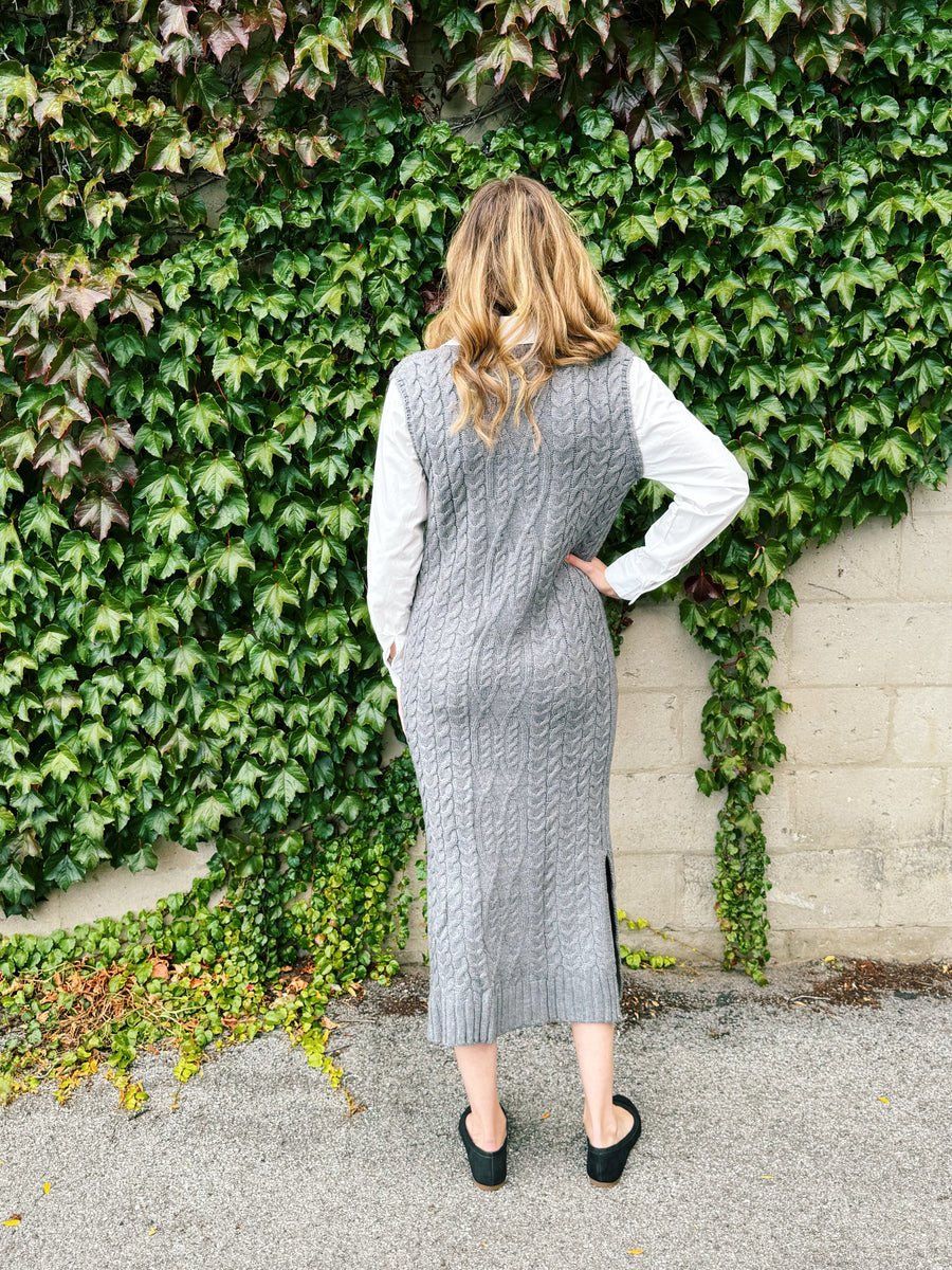 Cable-Knit Layered Sweater Dress