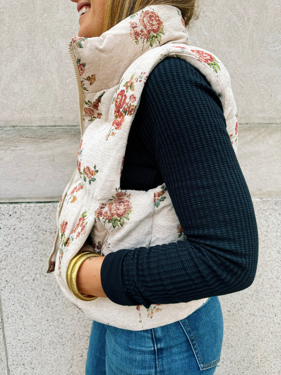 Floral Puffer Vest