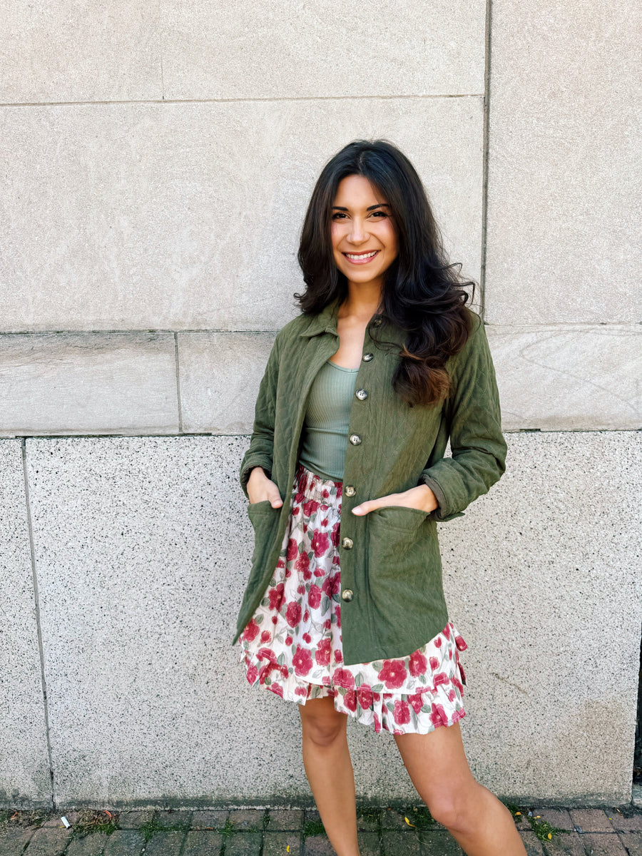 Floral Ruffle Mini Skirt