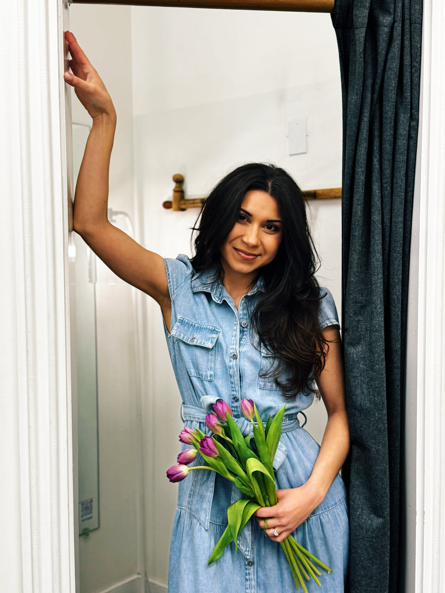 Denim Tiered Maxi Dress