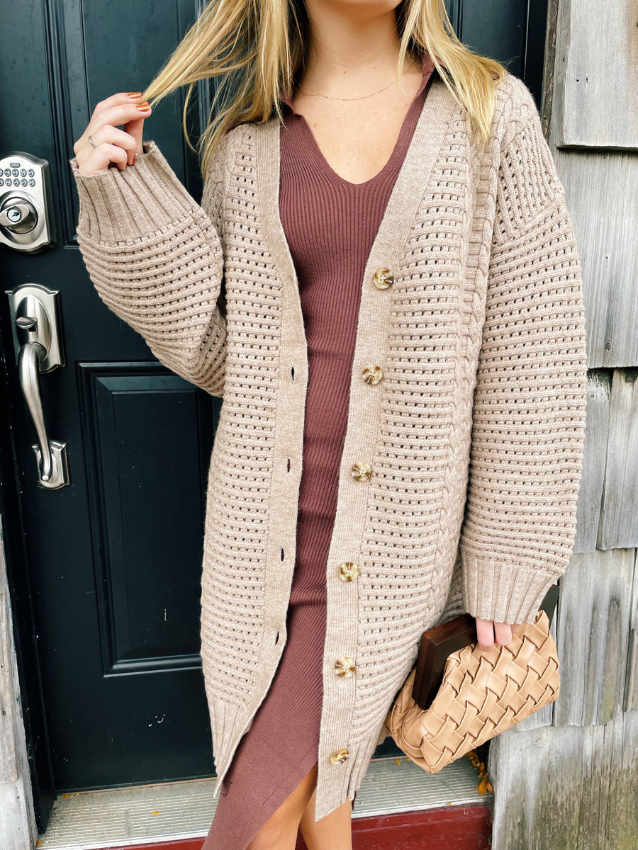 Latte Cableknit Cardigan